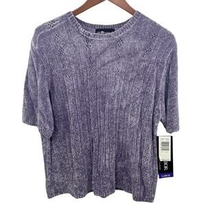Sag Harbor Sweater Womens Purple Short Sleeve Large Pullover Lavender NWT